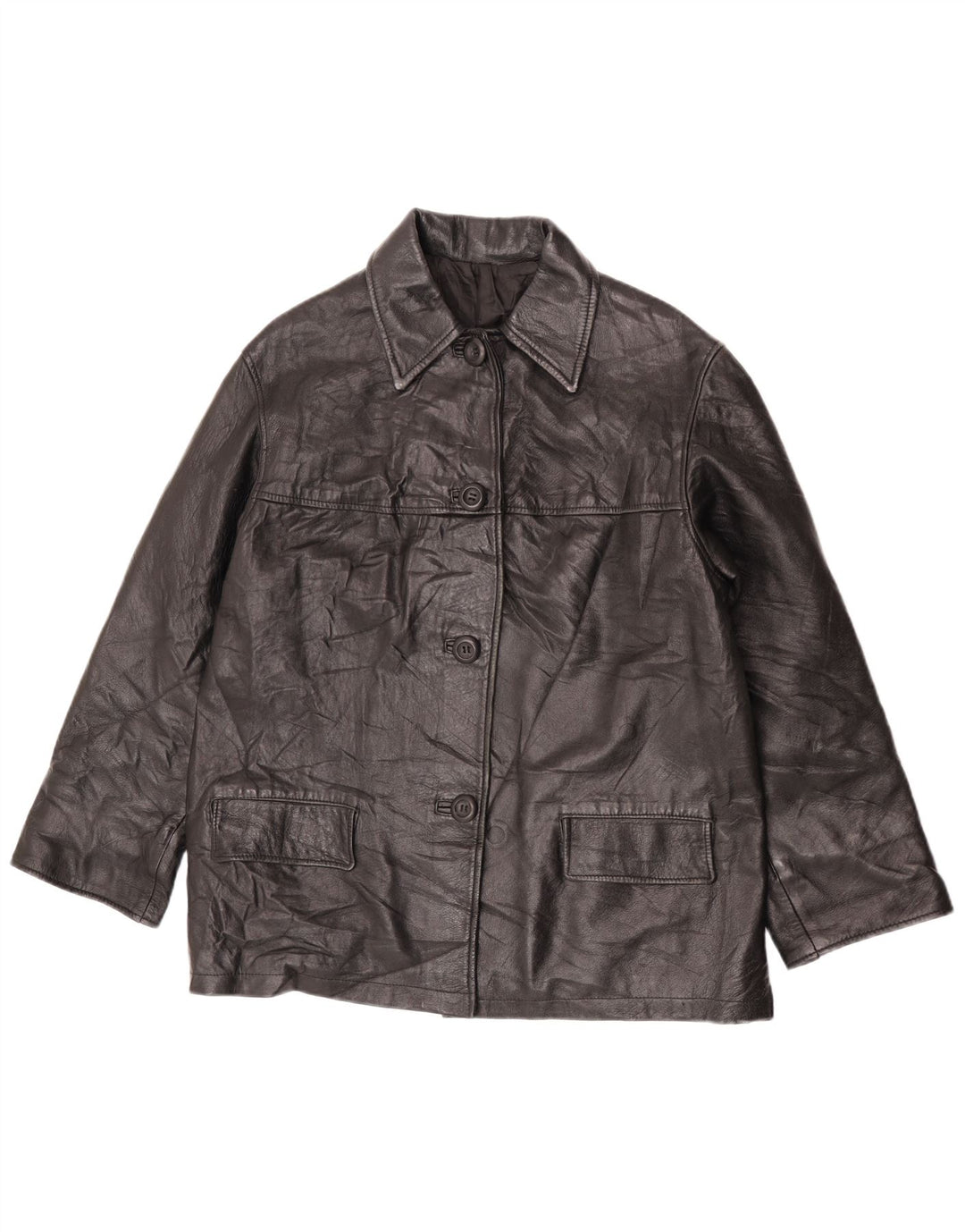 Vintage ženska kožna jakna IT 44 srednje crna koža