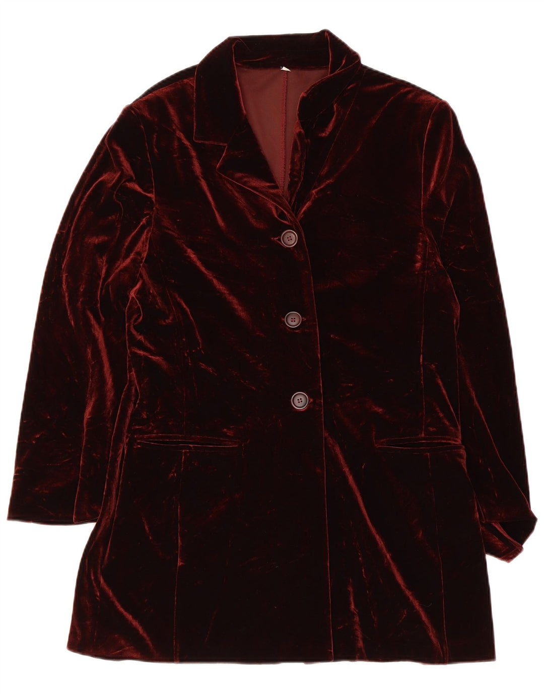 VINTAGE Ženska jakna od velura s 3 gumba UK 10 Mala bordo