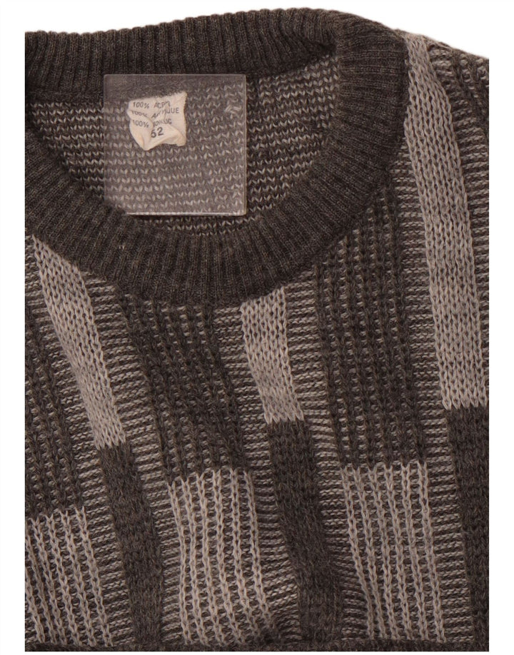 VINTAGE muški džemper s okruglim izrezom IT 52 Veliki sivi geometrijski akril