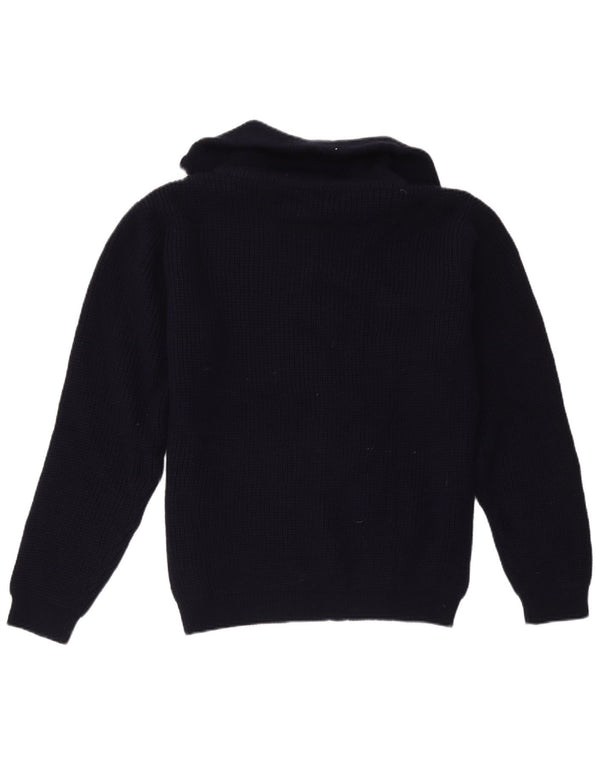 Vintage muški džemper s izrezom i patentnim zatvaračem IT 54 XL tamnoplavi akril