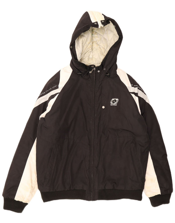 Lotto Mens Hooded Padded Jacket UK 40 Large Black Colourblock Polyester