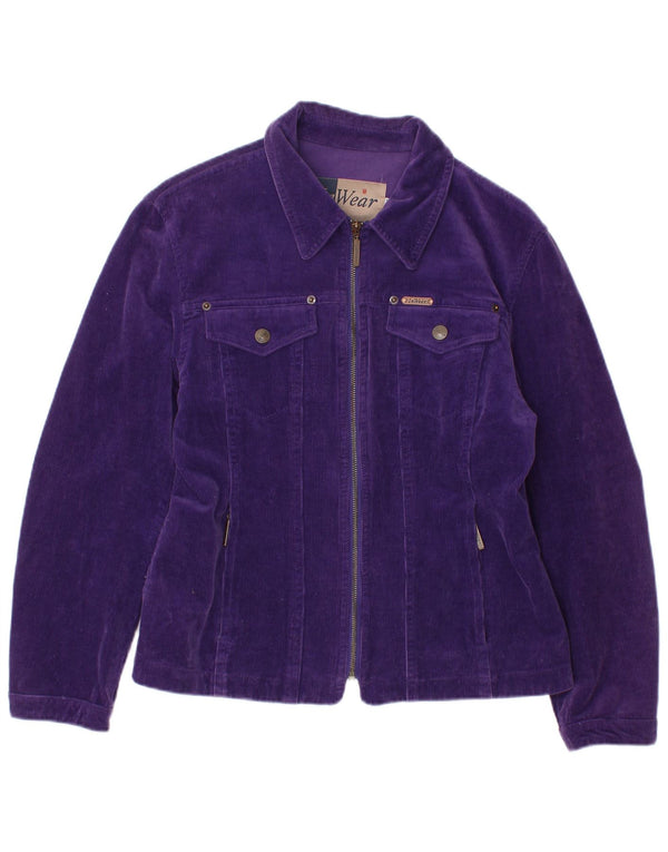 Inwear Womens Corduroy Jacket UK 14 Large Purple Cotton