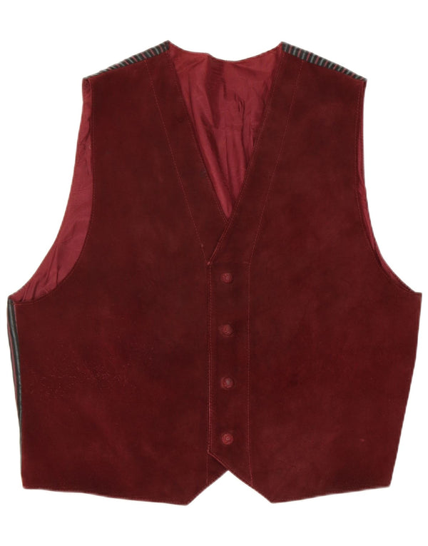 Vintage muški prsluk od brušene kože XL bordo boje
