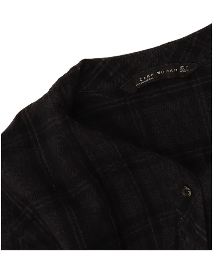 Zara ženska haljina dugih rukava na preklop UK 14 srednje siva karirana