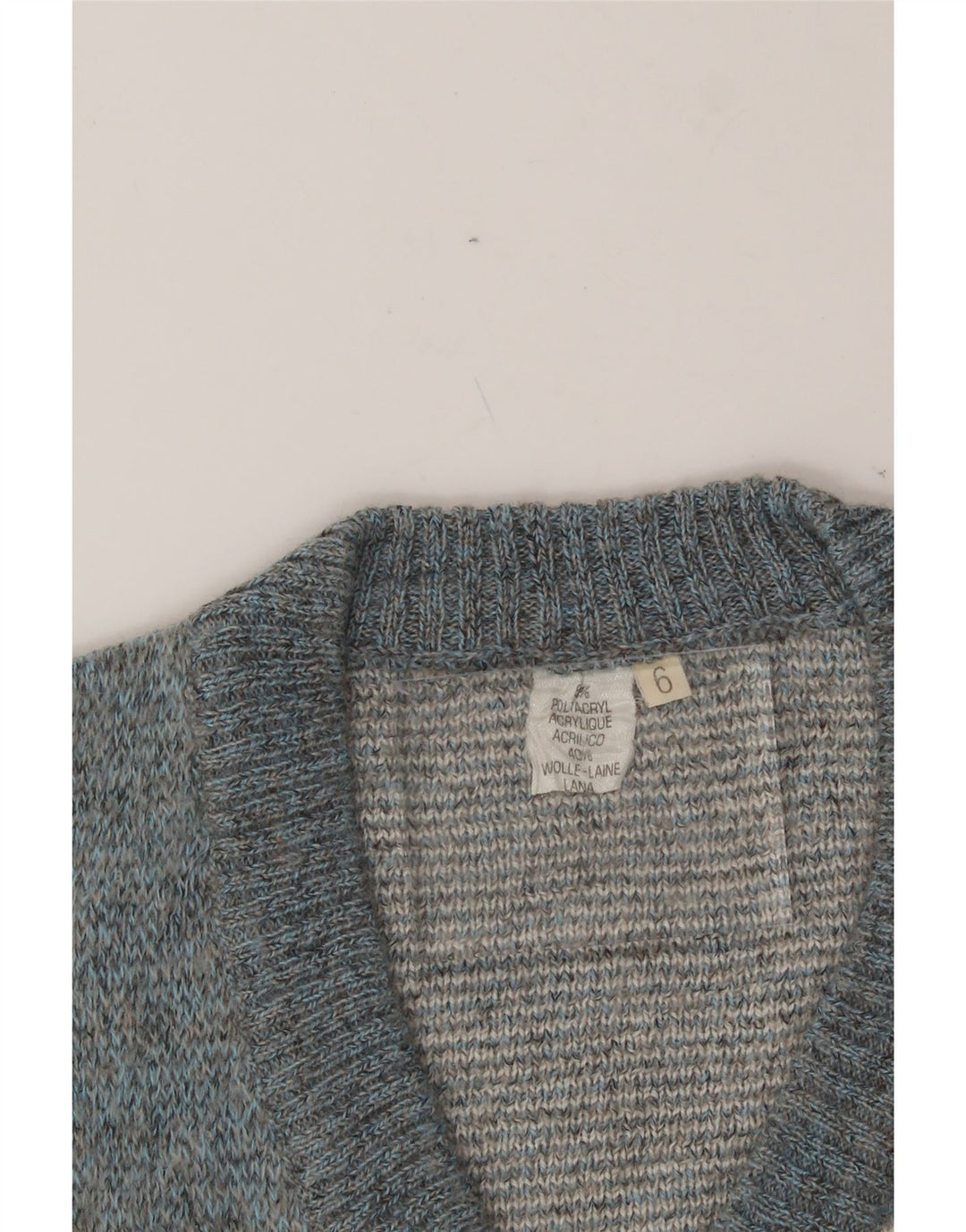 VINTAGE Mens V-Neck Jumper Sweater Medium Blue Geometric Acrylic Vintage Vintage and Second-Hand Vintage from Messina Hembry 