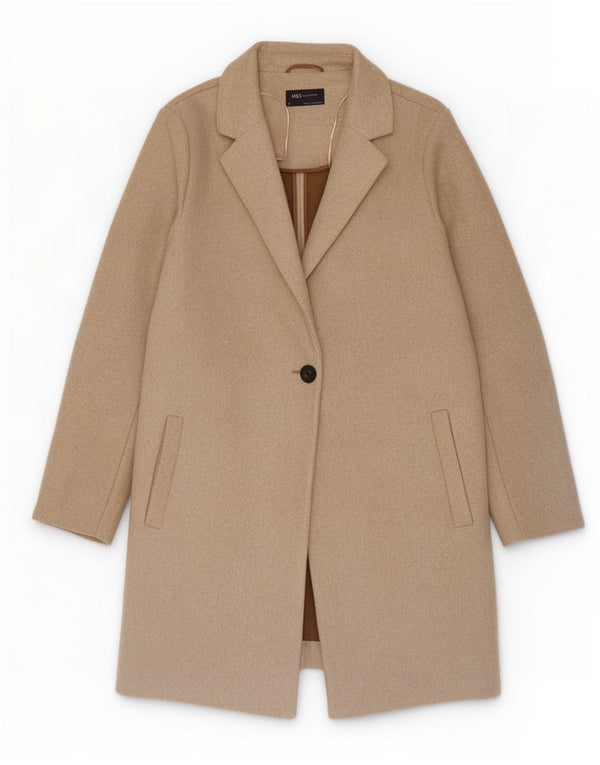 Marks & Spencer Womens Overcoat UK 18 XL Beige Cotton