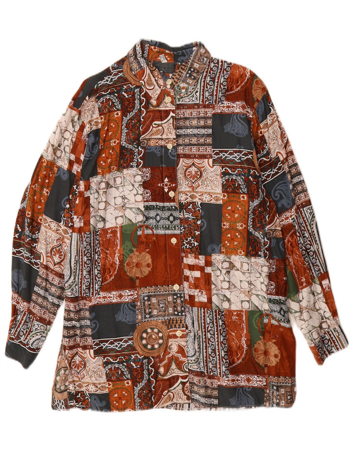 Vintage ženska dugačka košulja UK 14 velika raznobojna patchwork viskoza