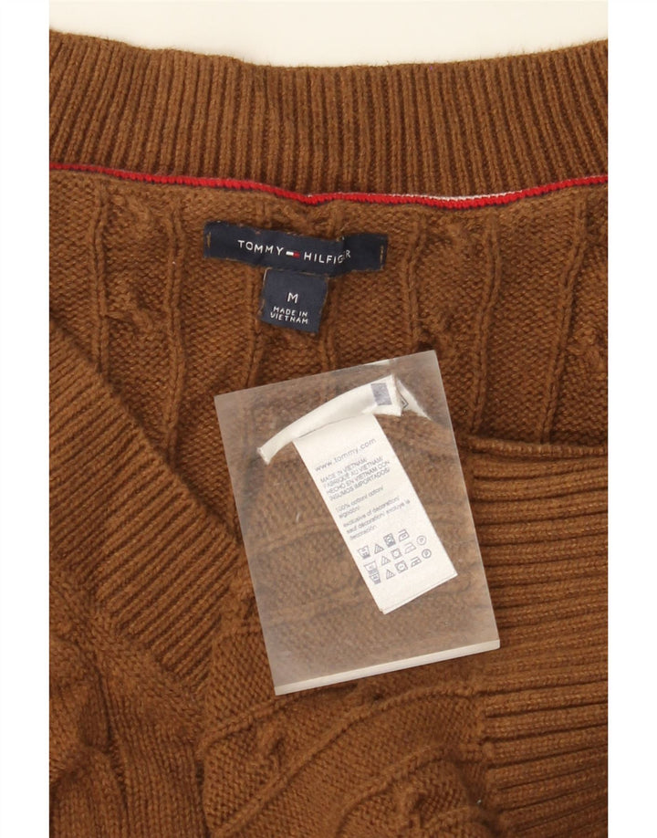 TOMMY HILFIGER Ženski džemper s V-izrezom UK 12 Srednje smeđi pamuk