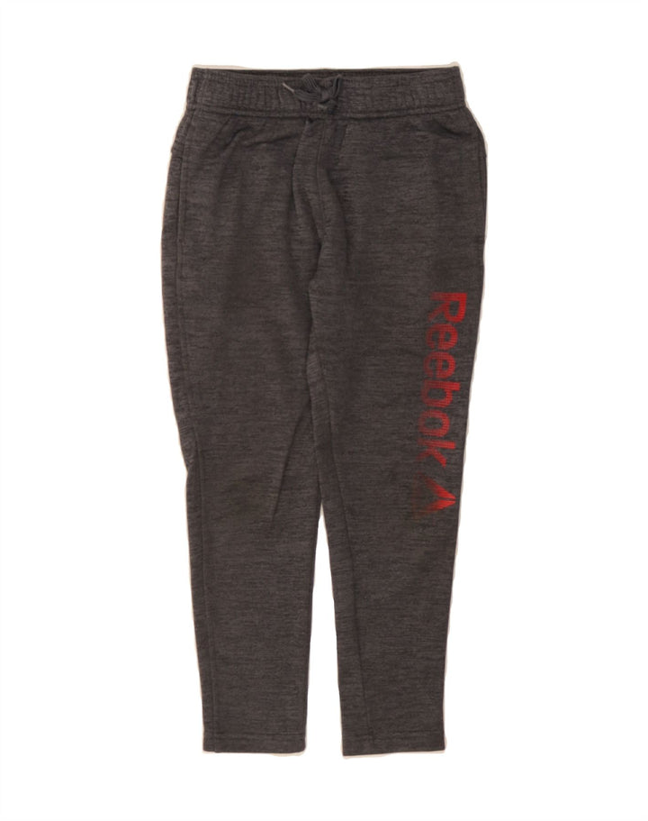 REEBOK Boys Graphic Tracksuit Trousers 7-8 Years Small Grey Flecked Vintage Reebok and Second-Hand Reebok from Messina Hembry 