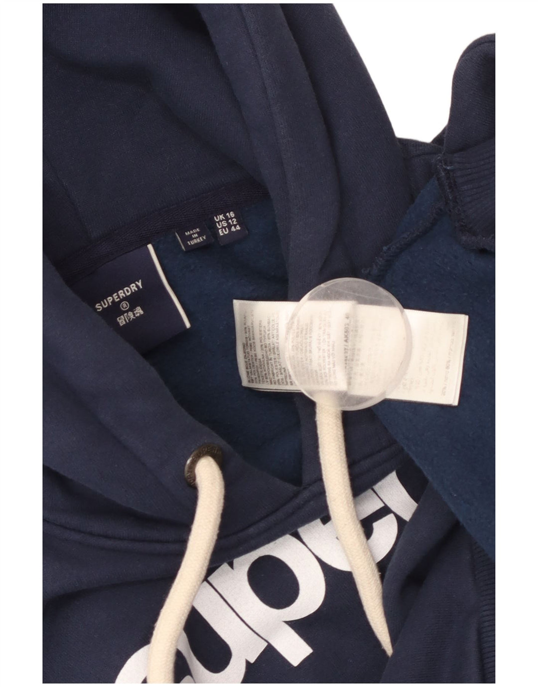 SUPERDRY Ženska majica s kapuljačom s kapuljačom UK 16 Veliki tamnoplavi pamuk