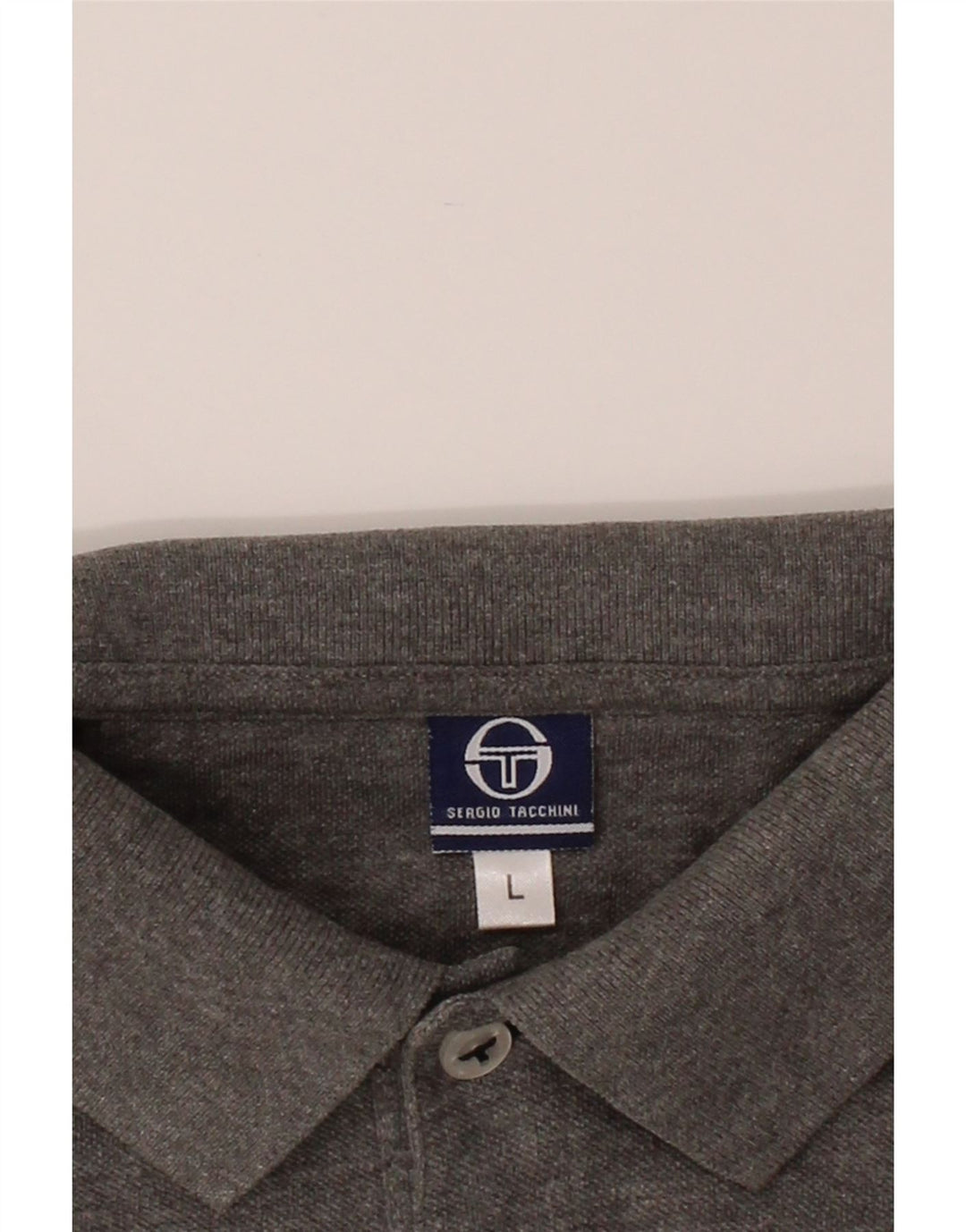 SERGIO TACCHINI Mens Polo Shirt Large Grey Vintage Sergio Tacchini and Second-Hand Sergio Tacchini from Messina Hembry 