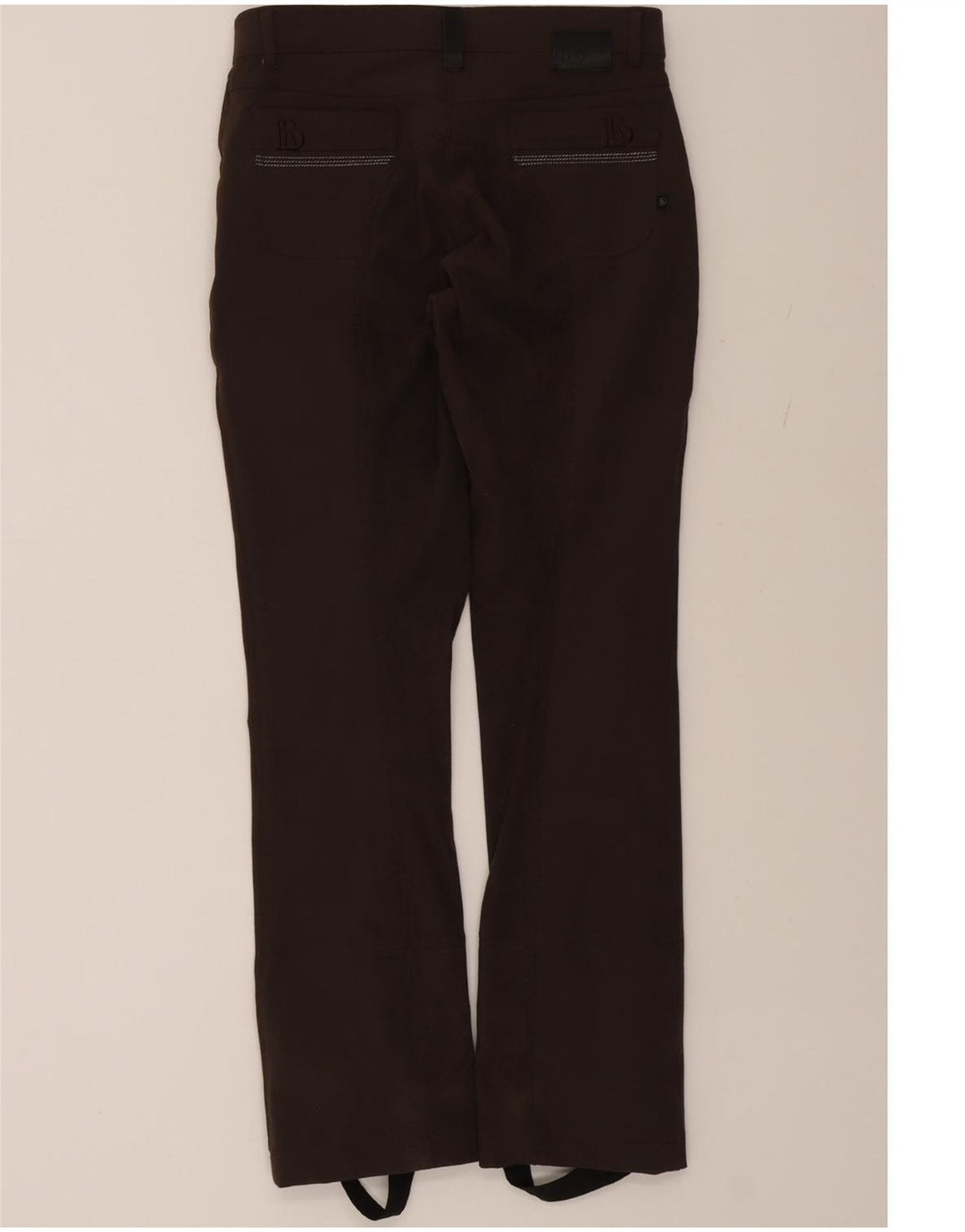 VINTAGE Womens Slim Stirrup Chino Trousers W26 L31 Brown Polyester Vintage Vintage and Second-Hand Vintage from Messina Hembry 