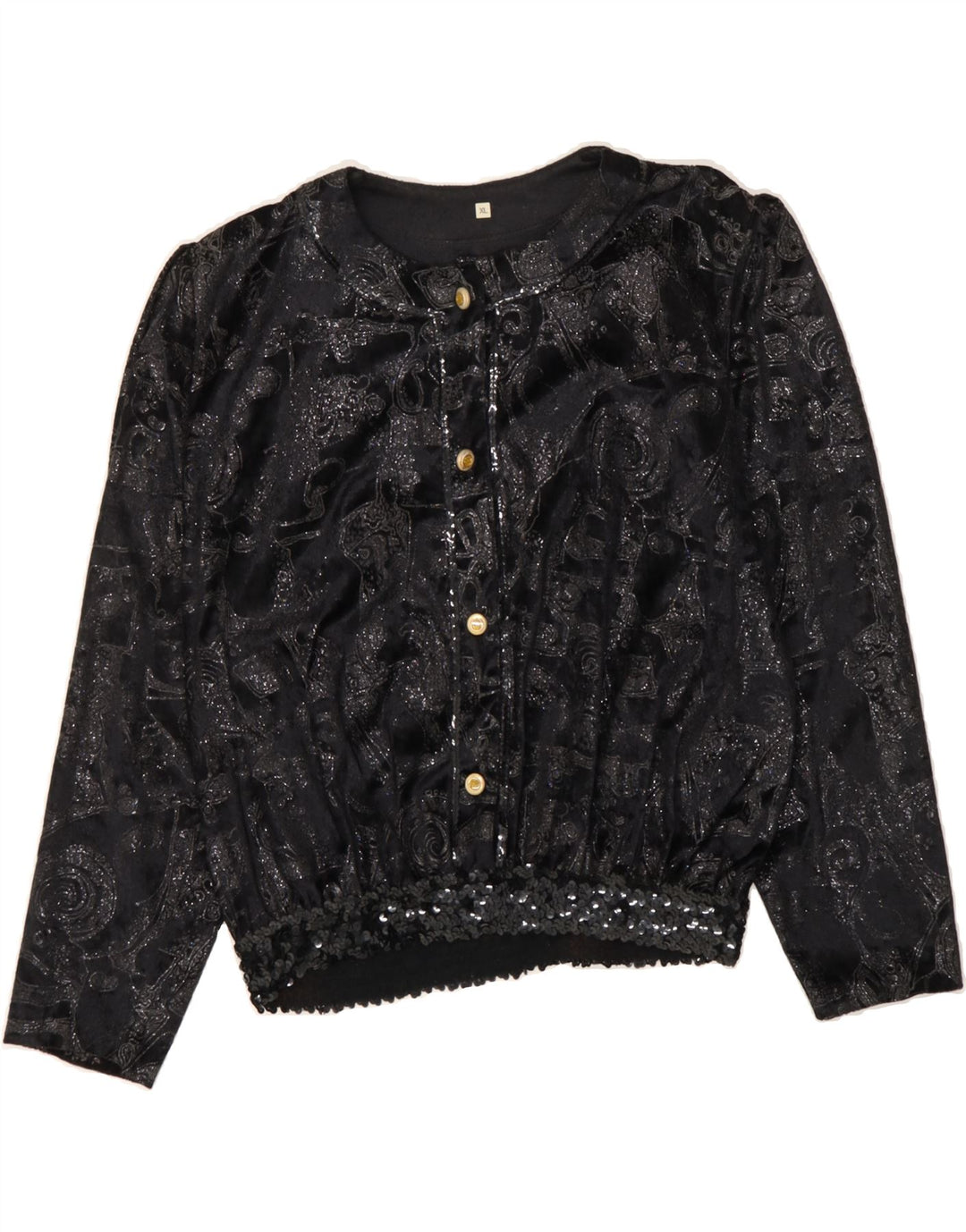 VINTAGE Womens Abstract Pattern Blouse Top UK 18 XL Black Paisley Vintage Vintage and Second-Hand Vintage from Messina Hembry 