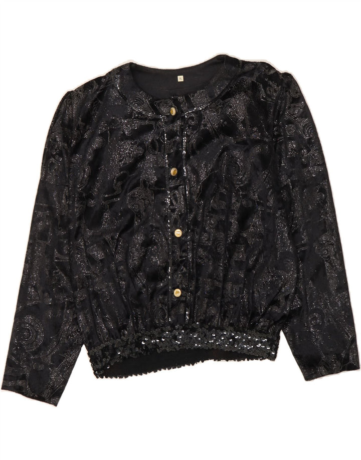 VINTAGE Womens Abstract Pattern Blouse Top UK 18 XL Black Paisley Vintage Vintage and Second-Hand Vintage from Messina Hembry 