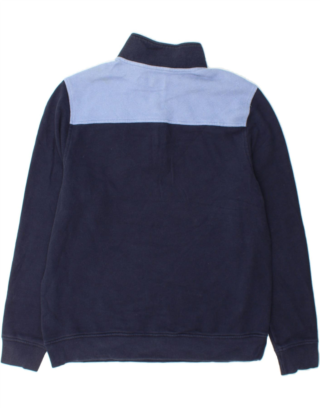 IZOD Mens Zip Neck Sweatshirt Jumper Medium Navy Blue Colourblock Cotton Vintage Izod and Second-Hand Izod from Messina Hembry 