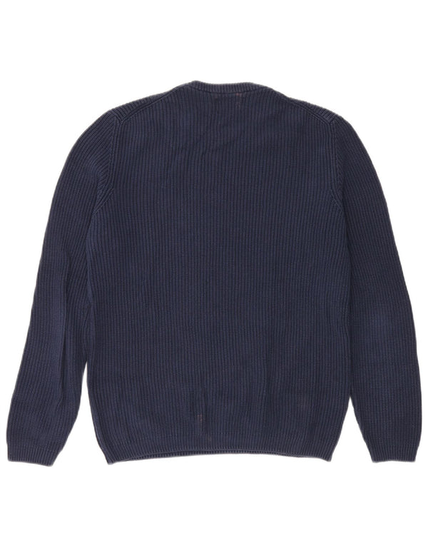 ZARA Mens Crew Neck Jumper Sweater Medium Navy Blue Cotton
