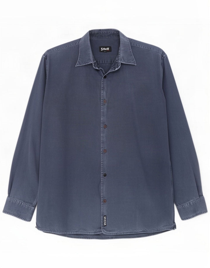 Schott Mens Shirt Large Blue Cotton