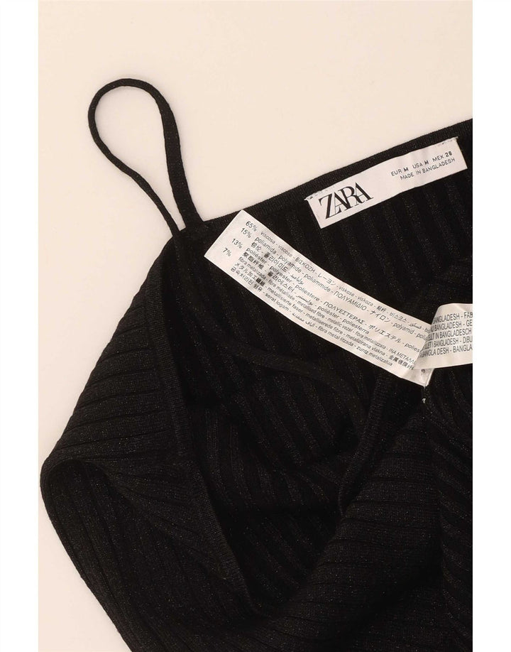Zara Ženski Cami Top UK 12 srednje crne fleke od viskoze