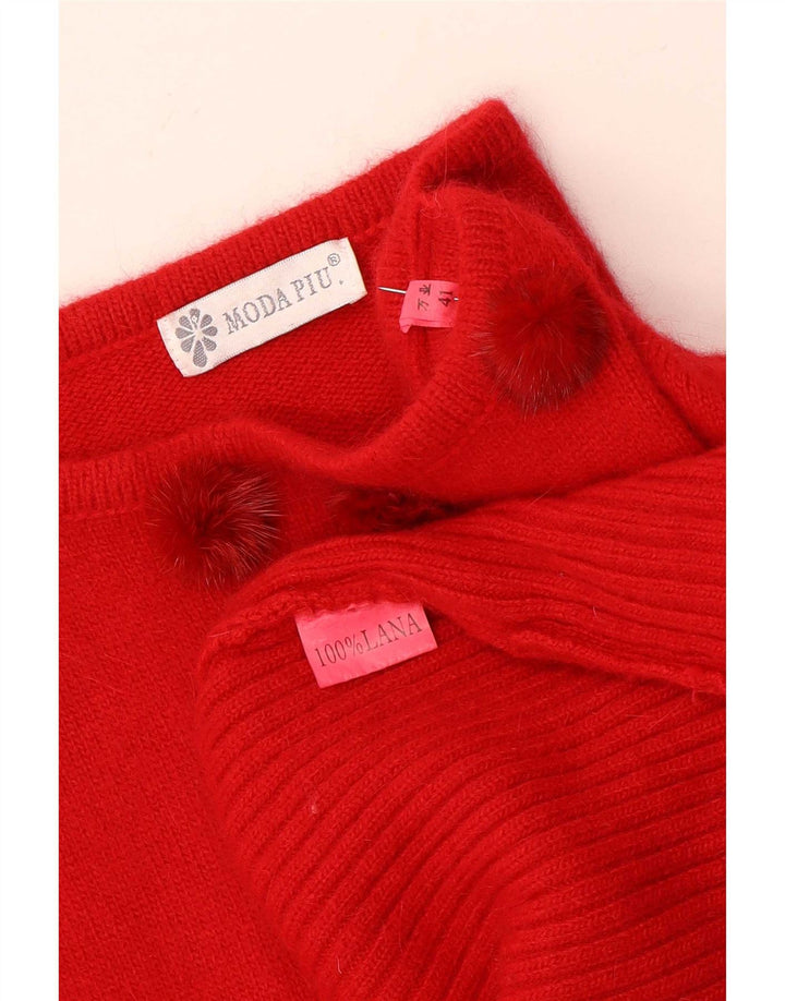 Moda Piu ženski džemper s lađastim izrezom IT 41 srednje crvene vune