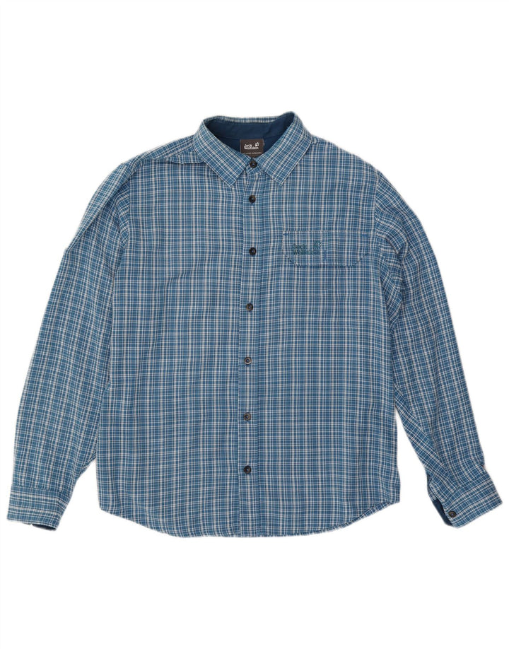 Jack Wolfskin muška flanelska košulja UK 36/38 srednje plava karirana