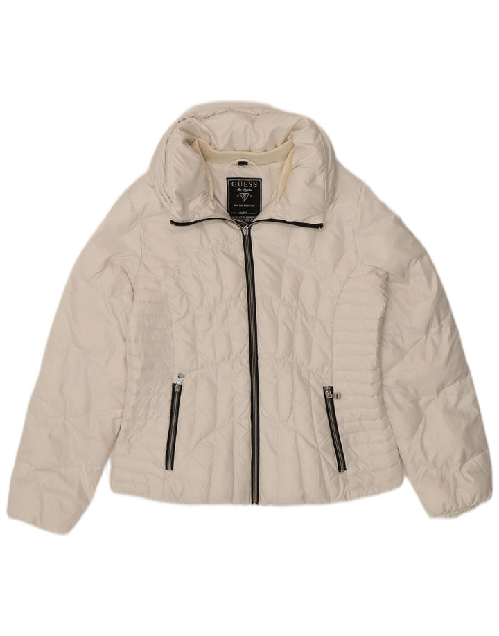 GUESS Womens Padded Jacket UK 14 Medium White Polyester