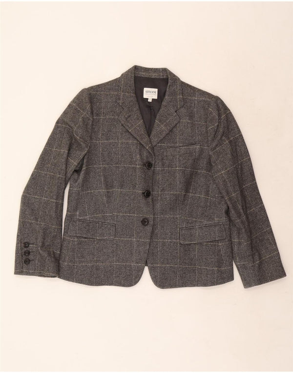 Armani Collezioni Ženska jakna sa 3 gumba IT 50 XL Siva karirana vuna