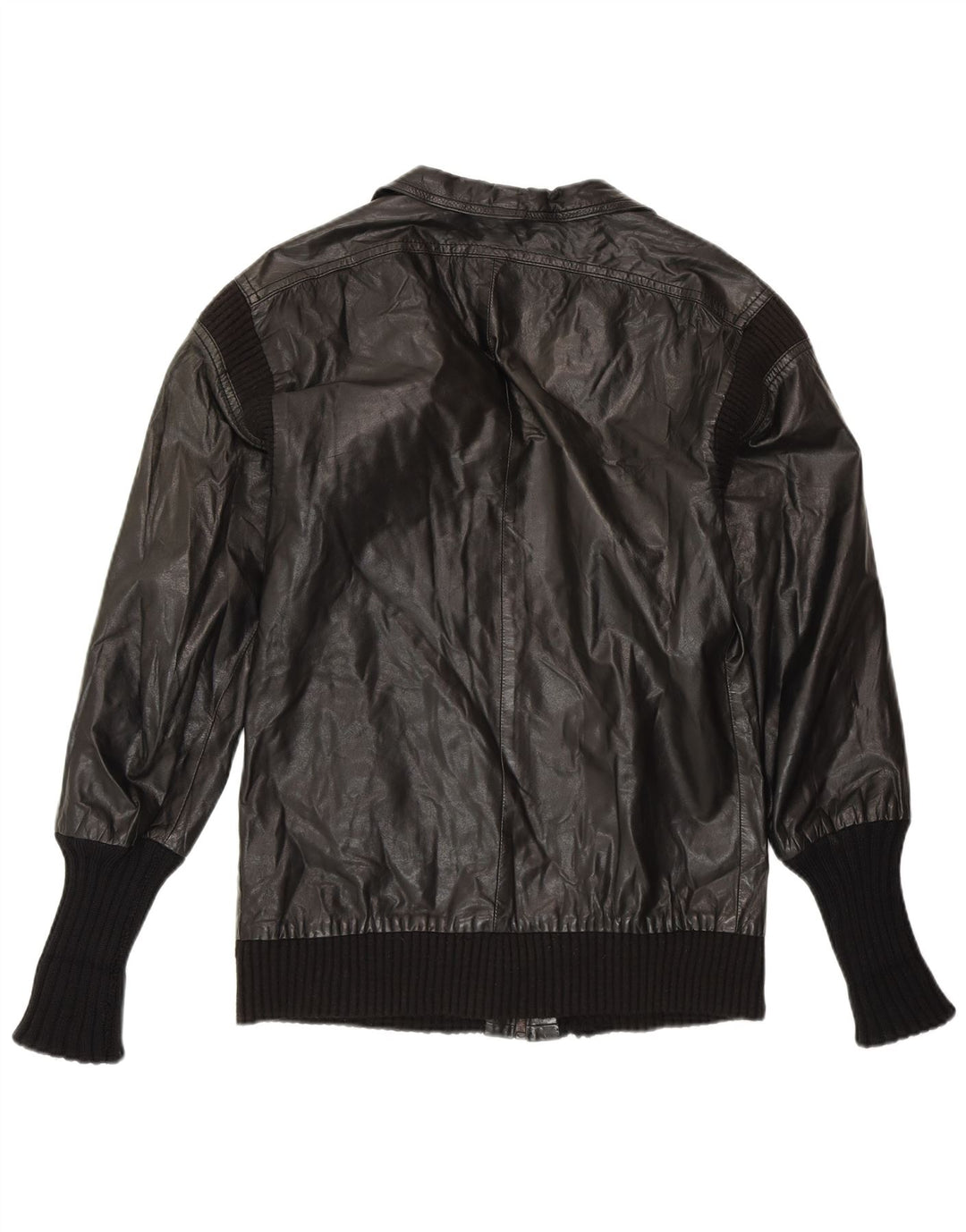 VINTAGE ženska kožna jakna UK 14 Srednja crna koža