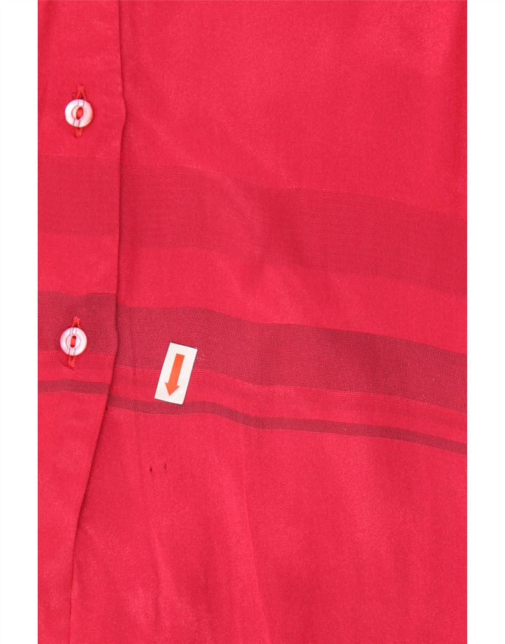 VINTAGE Womens Shirt Blouse IT 44 Medium Red Striped Acetate Vintage Vintage and Second-Hand Vintage from Messina Hembry 