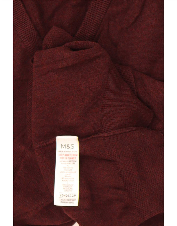 Marks & Spencer muški džemper s V-izrezom, srednje tamnocrvene boje