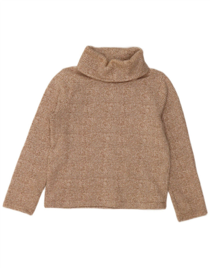 J. CREW Ženski pulover s rol izrezom UK 14 srednje bež karirani poliester