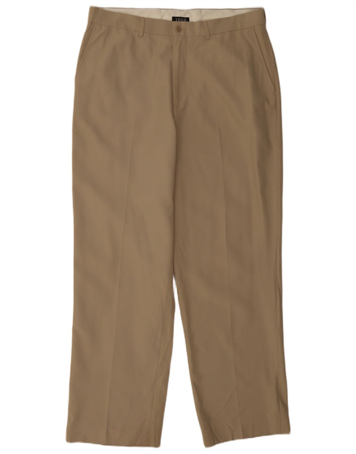 Izod muške ravne chino hlače W36 L32 bež poliester