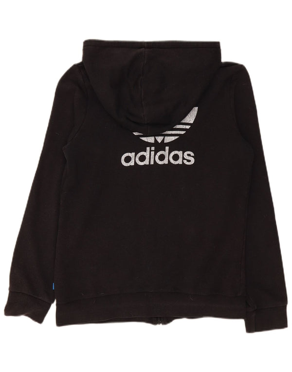 Adidas ženski džemper s kapuljačom s patentnim zatvaračem UK 12 srednji crni pamuk