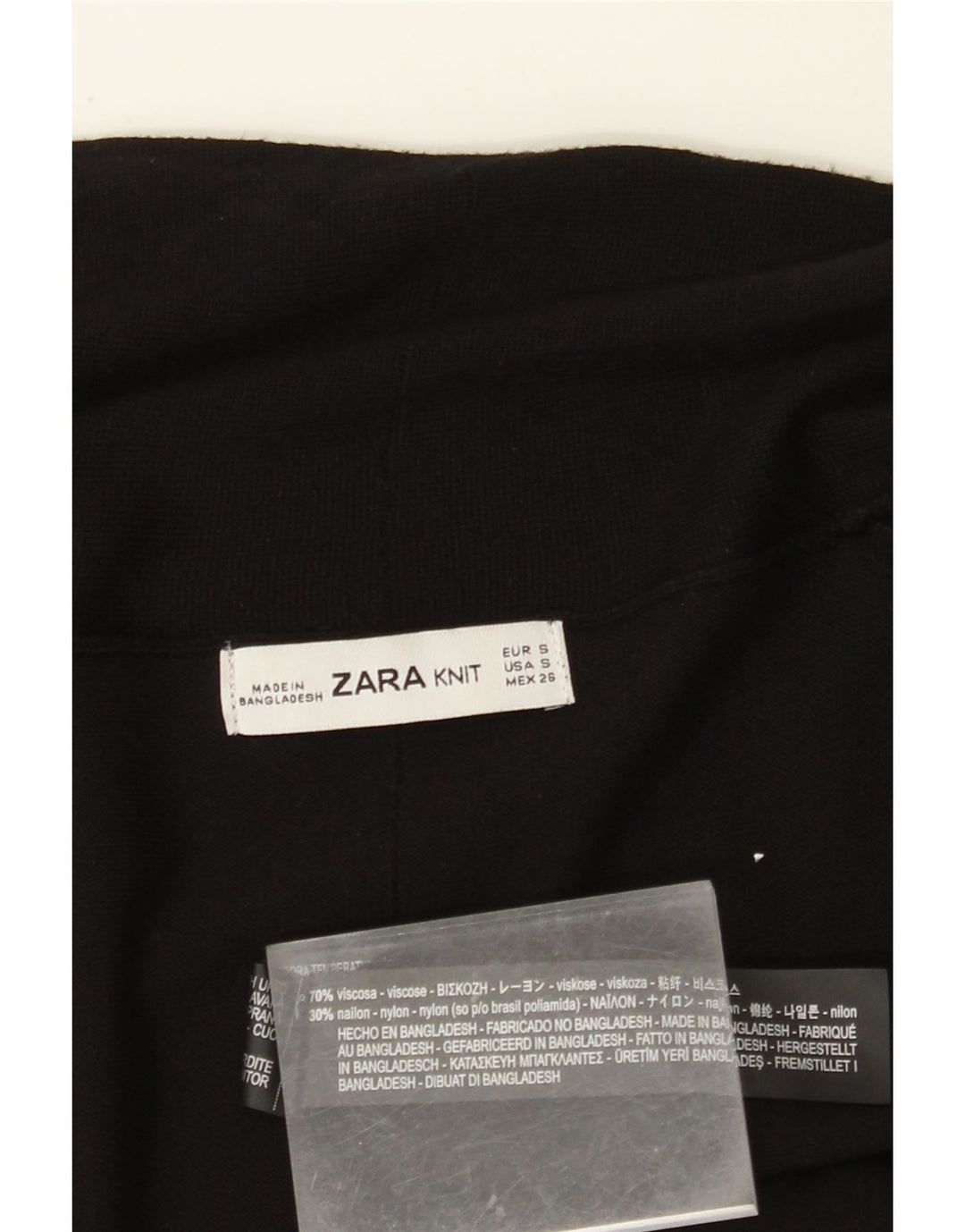 ZARA Womens Open Cardigan Sweater UK 10 Small Black Viscose
