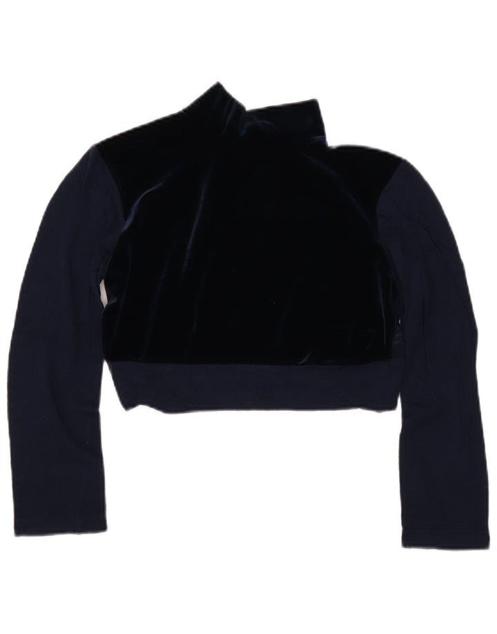 Vintage ženski gornji dio prozirne bluze IT 44 srednje tamnoplava vuna