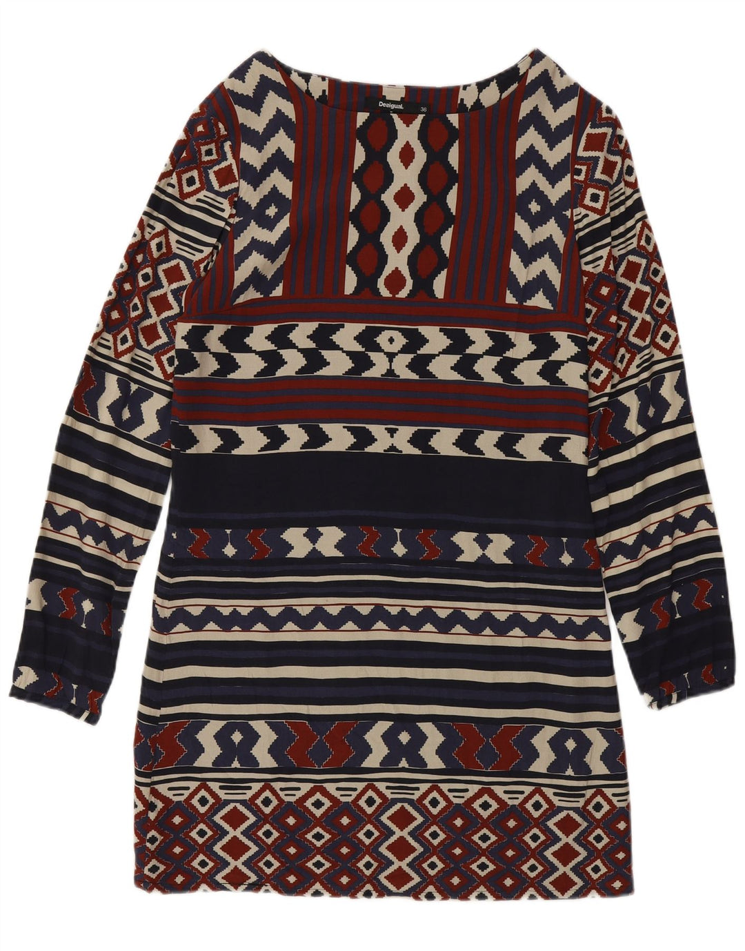 Desigual ženska plašt haljina dugih rukava EU 36 Mala tamnoplava geometrijska