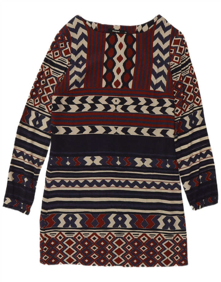 Desigual ženska plašt haljina dugih rukava EU 36 Mala tamnoplava geometrijska