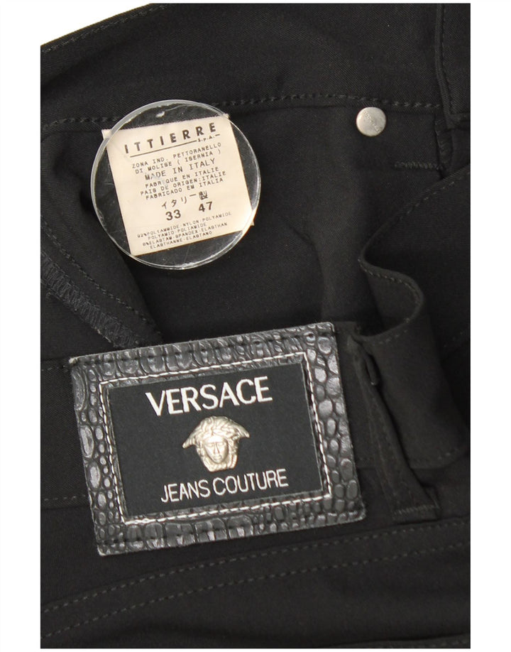 Versace muške ravne ležerne hlače W33 L31 crni poliamid