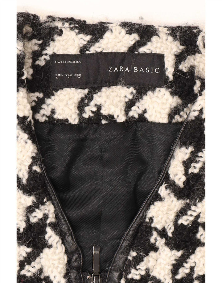 Zara ženski kaput UK 16 velika crna vunena hrskava zuba
