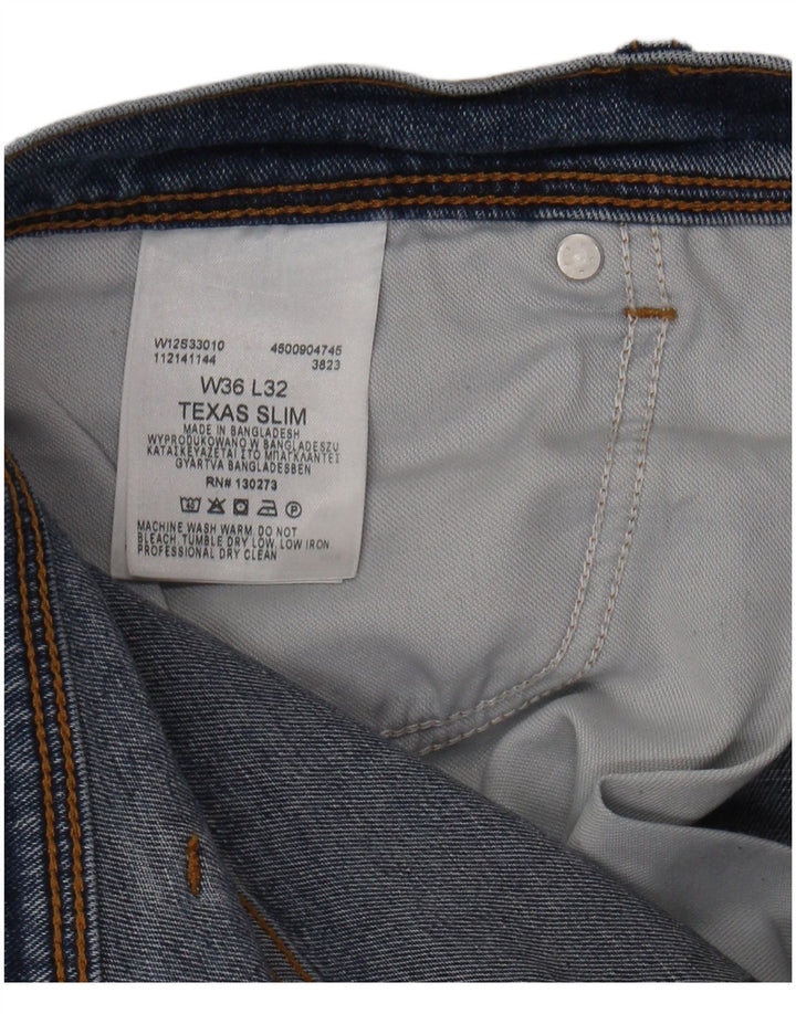 WRANGLER Muške Texas Slim Jeans W36 L32 Plavi pamuk