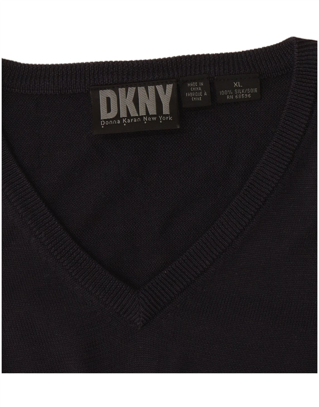 Dkny muški džemper s V-izrezom XL tamnoplava svila