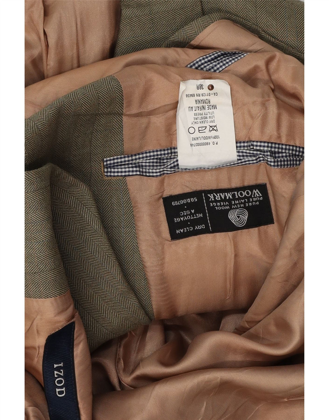 Izod muški sako sa 3 gumba UK 38 Srednje zelena vuna riblja kost