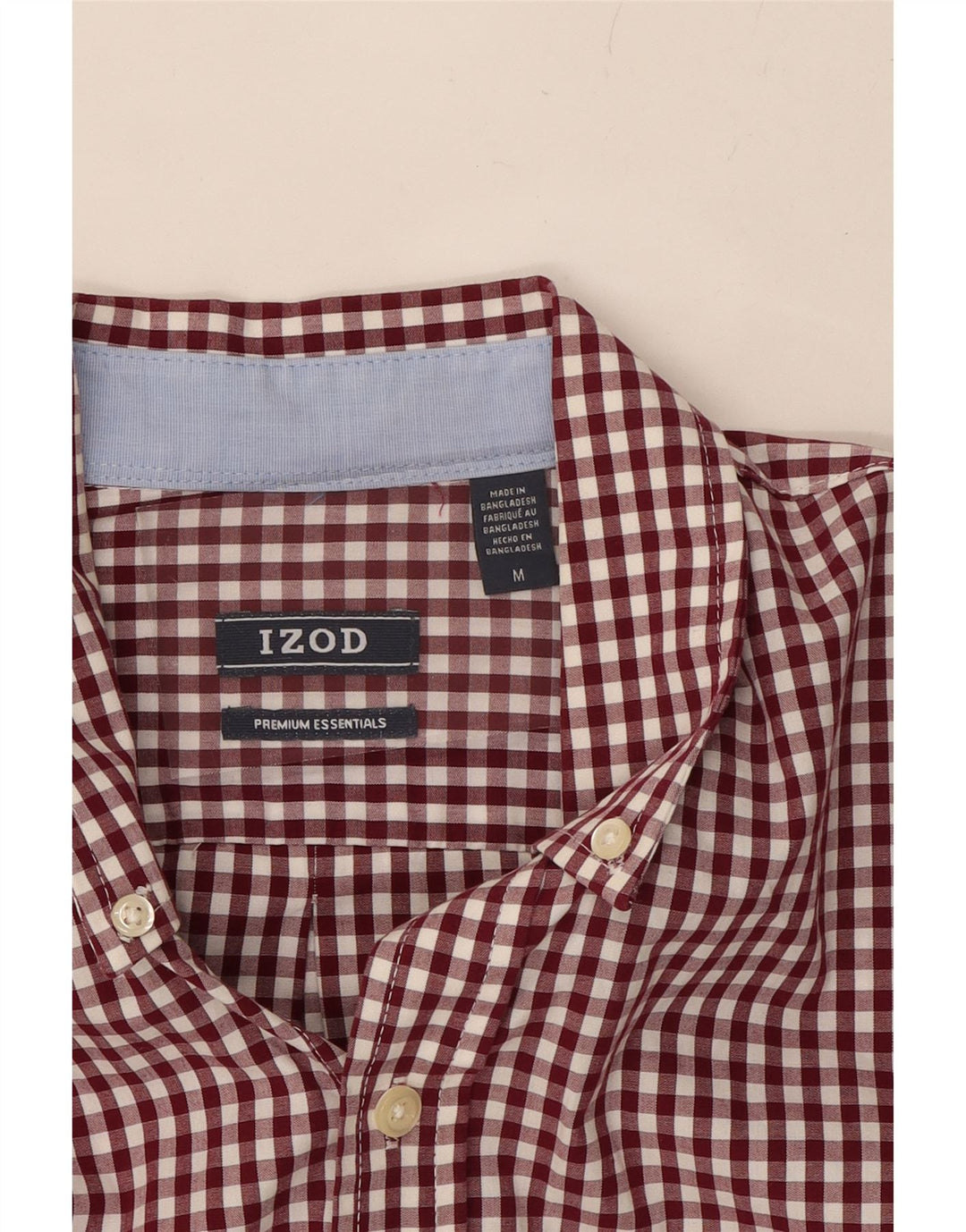 IZOD Mens Shirt Medium Red Gingham Cotton Vintage Izod and Second-Hand Izod from Messina Hembry 