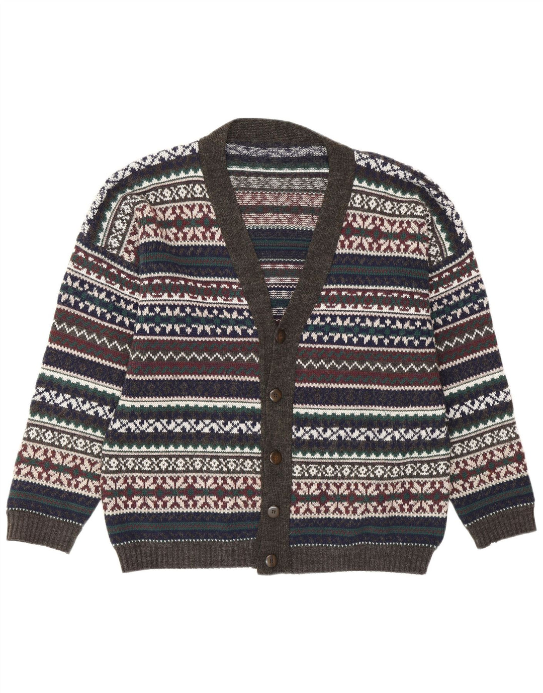 Vintage muški kardigan pulover veliki raznobojni Fair Isle Retro