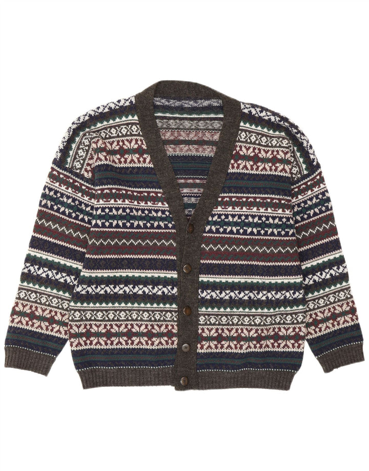 Vintage muški kardigan pulover veliki raznobojni Fair Isle Retro
