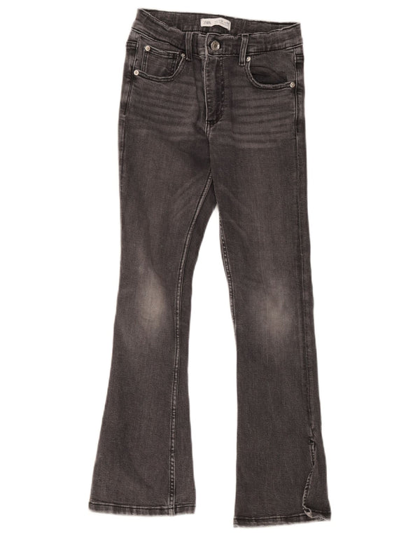 Zara Girls Flared Jeans 11-12 Years W26 L26 Grey Cotton