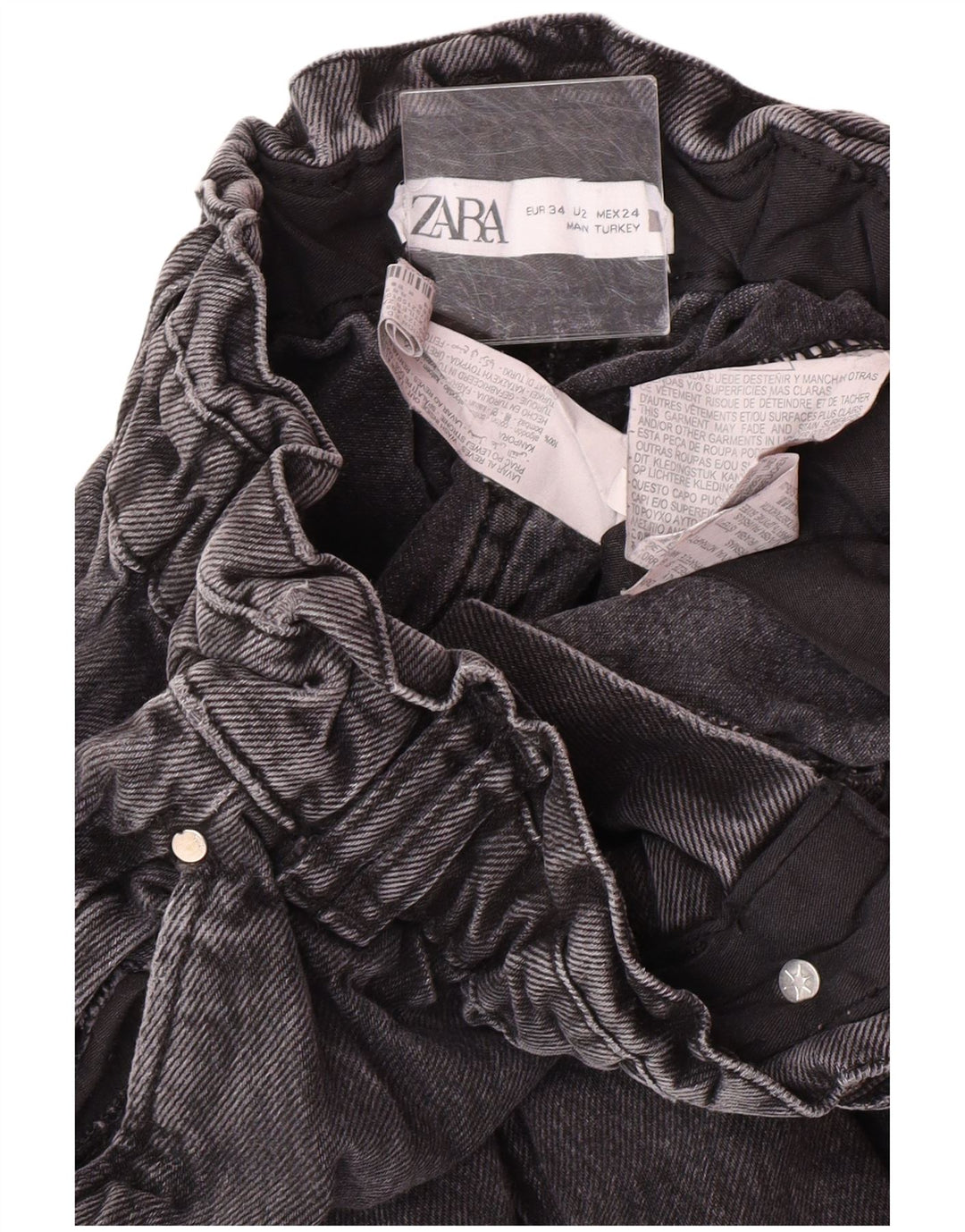 Zara ženske sužene traperice visokog struka EU 34 2XS W24 L25 sive pamučne moderne