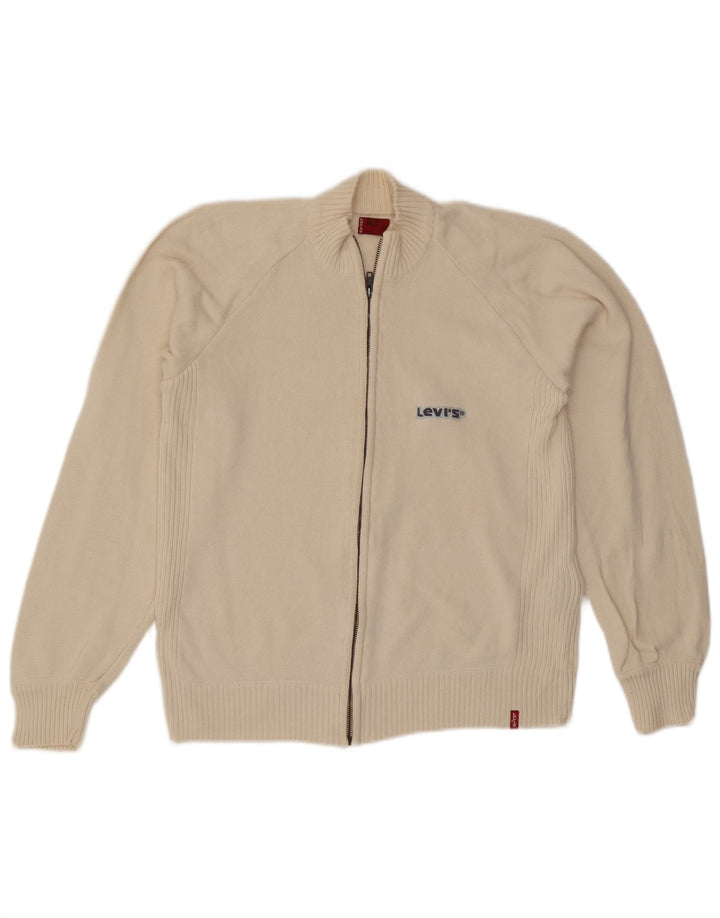 LEVI'S ženski prekomjerni kardigan pulover UK 10 Small Off White Cotton