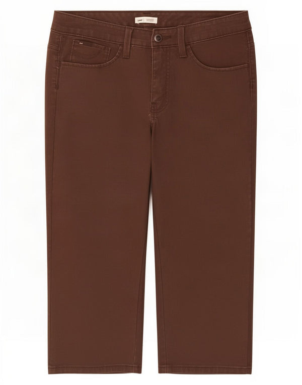 Lee Womens Low Waist Capri Trousers US 10 Large W30 L20 Brown Cotton