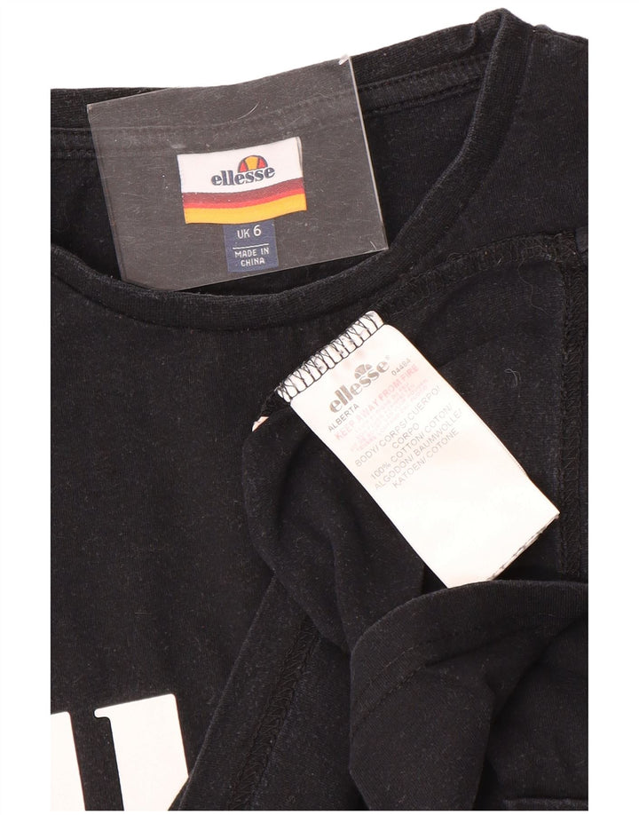 ELLESSE Ženska majica kratkih rukava s velikim crtežima UK 6 XS crni pamuk