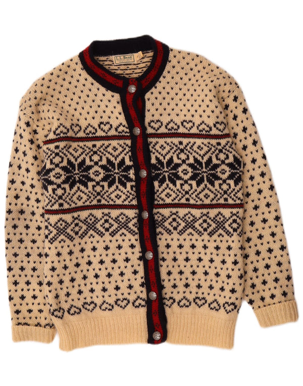 L.L.Bean ženski kardigan pulover UK 14 srednje bijele boje Fair Isle vuna